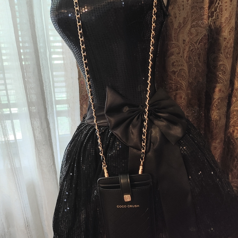 Coco Crush CC Black Crossbody Bag with Gold Accents - Picture 6 of 8